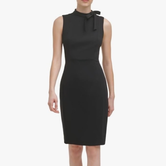 Calvin Klein Dresses & Skirts - Calvin Klein Black Midi Pencil  Dress Sleeveless With Bow Size 8